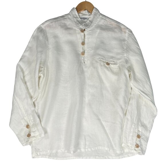 B.Loose Linen Blouse Long Sleeve Coastal Minimalist European Vacation Lagenlook - Picture 1 of 16